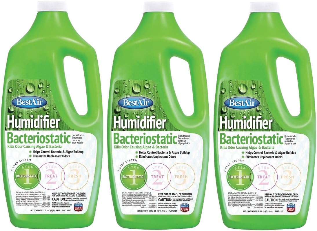 BestAir 3BT-PDQ-6 Original BT Humidifier Bacteriostatic Water Treatment, 32 fl oz, Single Pack of 3, Green