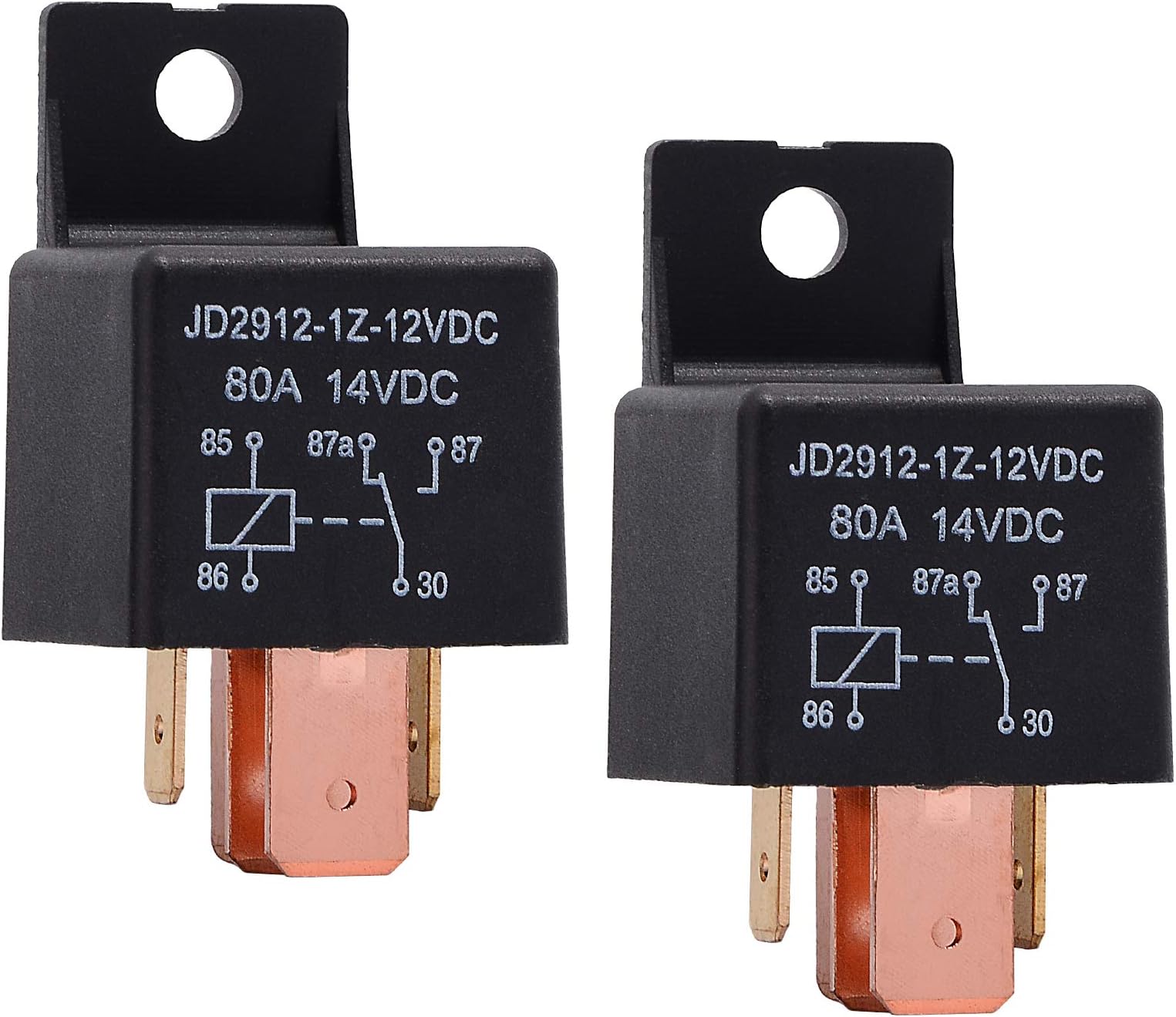 Ehdis 2 Pack Car Relay 12V 80 AMP 5 Pin, JD2912-1Z-12VDC 80A 14VDC SPDT Truck Boat Van Vehicle Automotive Relay 12V Switch