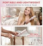 FMZ Rotating 4-in-1 Hair Straightener, Professional Titanium Ceramic Dual Voltage Ionic Flat Iron, 0.85 Inch Mini Travel Size, 10s Fast Heating for Straightening, Curling, Volumizing, Root Lift, Pink