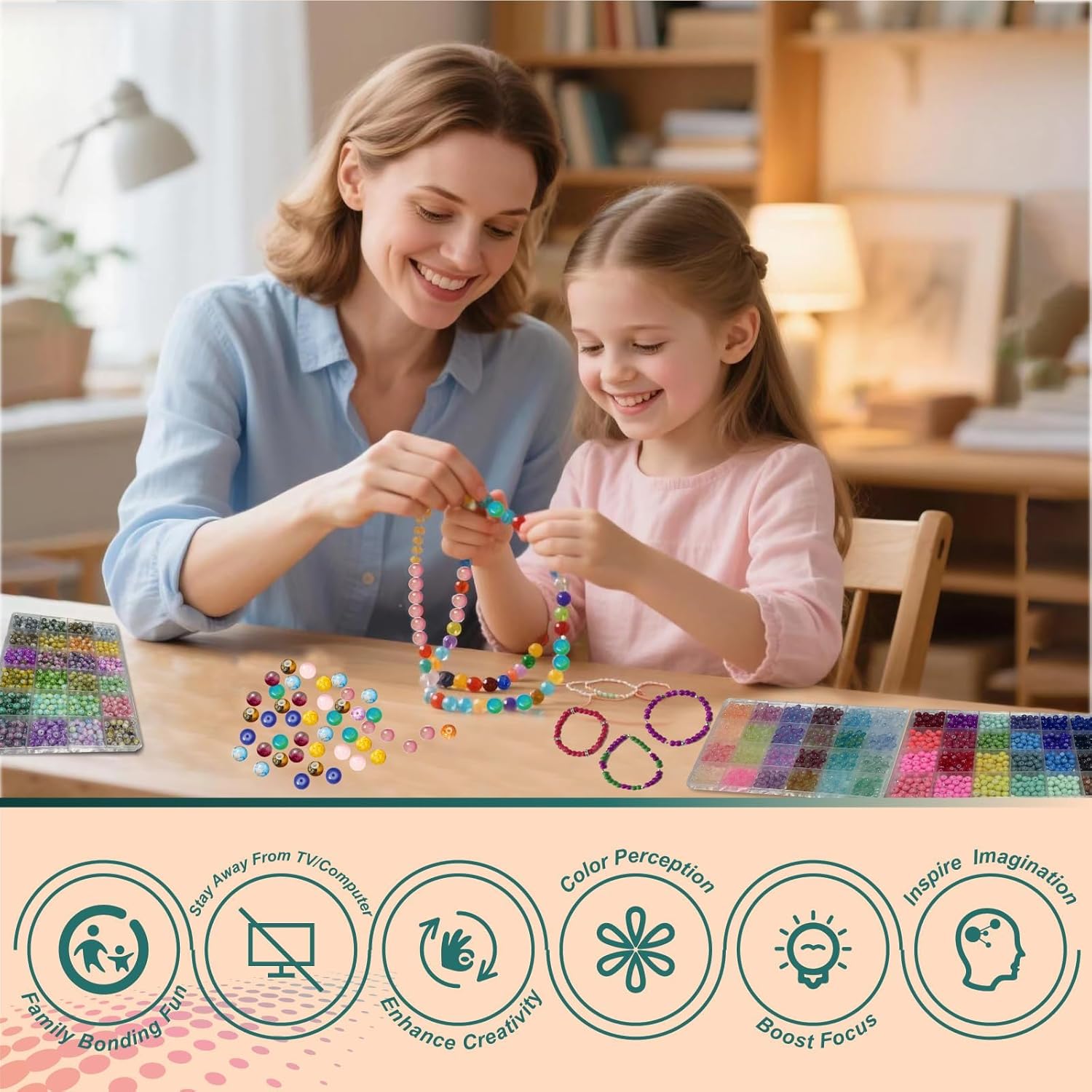 6MM Glass Beads Kit for Jewelry Making - 3 Box Set 72 Colors, 3000pcs Round Colorful Beads for DIY, Beads for Bracelets, Gifts for Teen Girls - Image 7