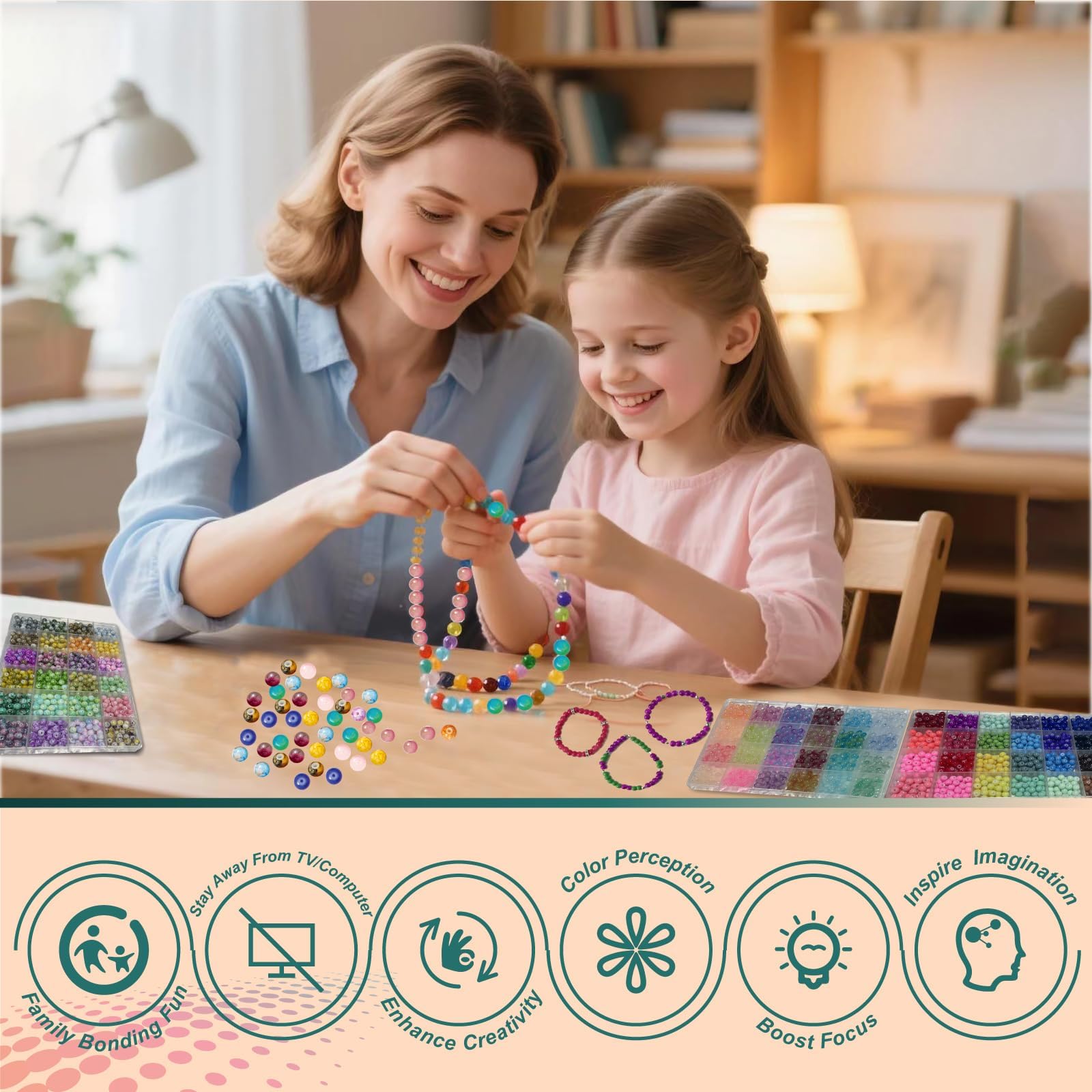 Kit de cuentas de vidrio para hacer joyas, juego de 3 cajas de 24 colores cada uno, 3000 cuentas redondas coloridas para manualidades, pulseras, collares, aretes, llaveros, cuentas de cristal