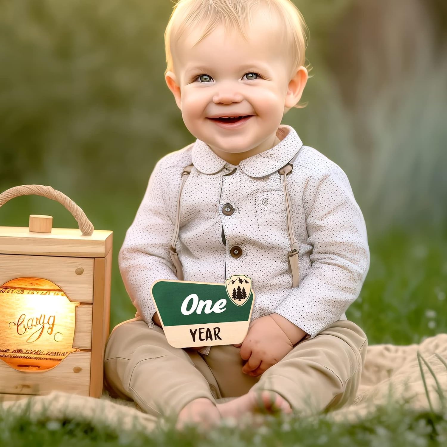 Huray Rayho 12 Pcs National Park Baby Monthly Photo Props Cards Rustic Wooden Baby Months Signs Adventure Theme Newborn Photography Props for Baby Shower Mountain Hiking Lovers Pregnancy Gift