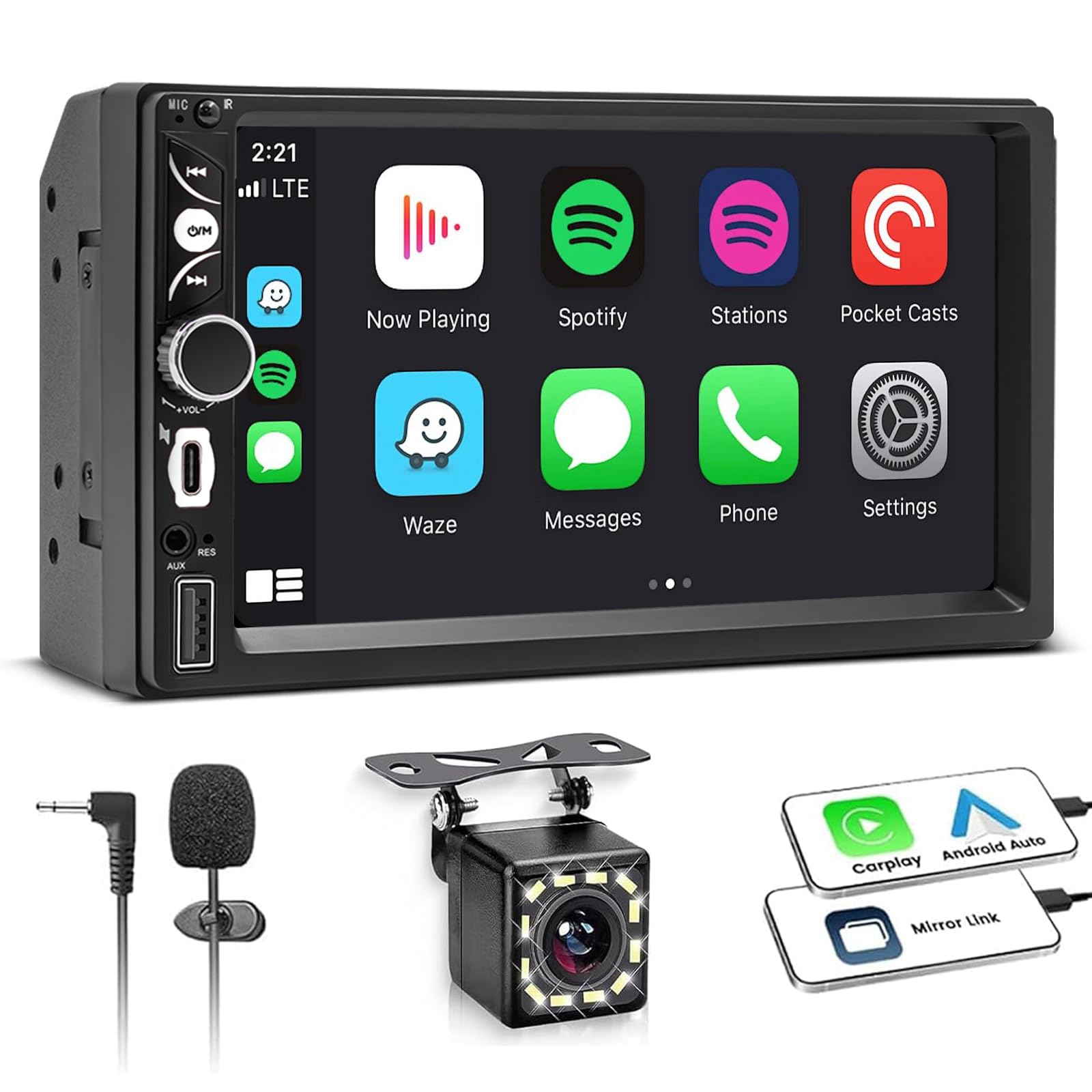 Photo 1 of Wireless Double Din Car Stereo A-pple Carplay Radio Screen for Car Audio Receivers, Bluetooth Car Play Android Auto 7" Touchscreen, Car Radio Support Bluetooth, Mirror Link, FM/AM, Type-C