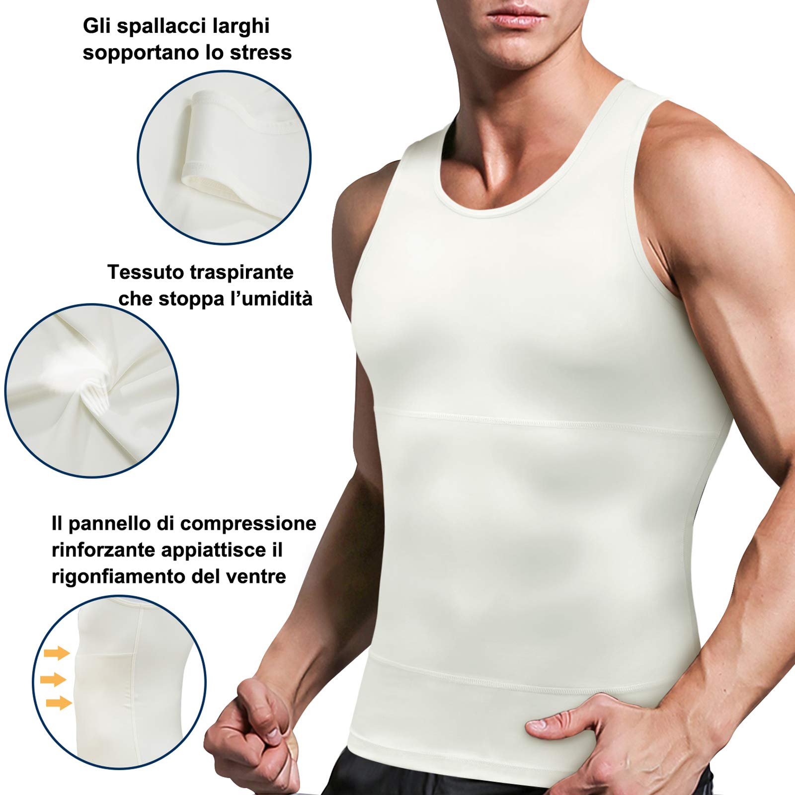 CHUMIAN Maglietta Compressione Uomo Canotta Contenitiva Snellente Intimo Modellante Dimagrante Fascia Pancia Sportivo Fitness Canottiera…
