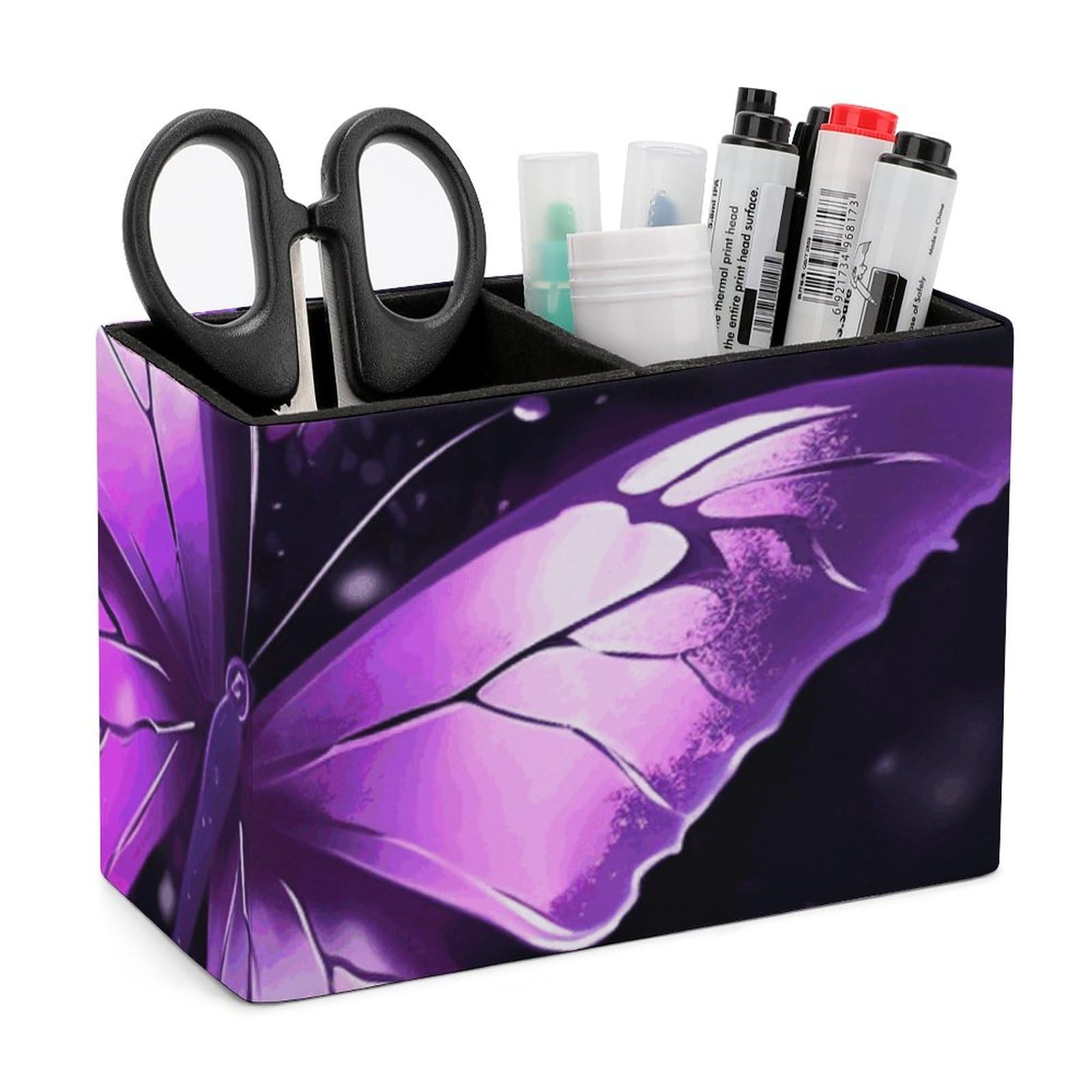 Organiseur de papeterie en cuir synthétique violet aux finitions soignées