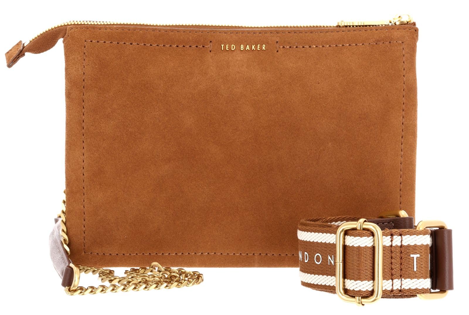 Ted Baker Women's S284114BROWNO/S Webbing Suede Crossbody Bag, Brown