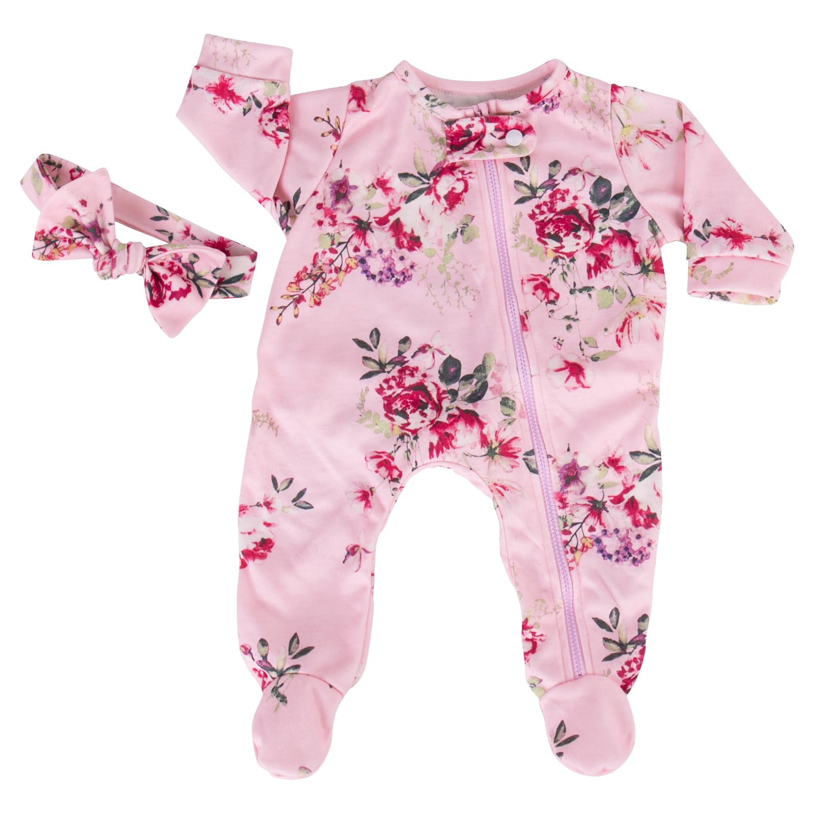 Ropa realista de muñecas de bebé Reborn de 20 pulgadas, ropa morada, conjunto de monos florales para muñecas recién nacidas de 17 a 20 pulgadas