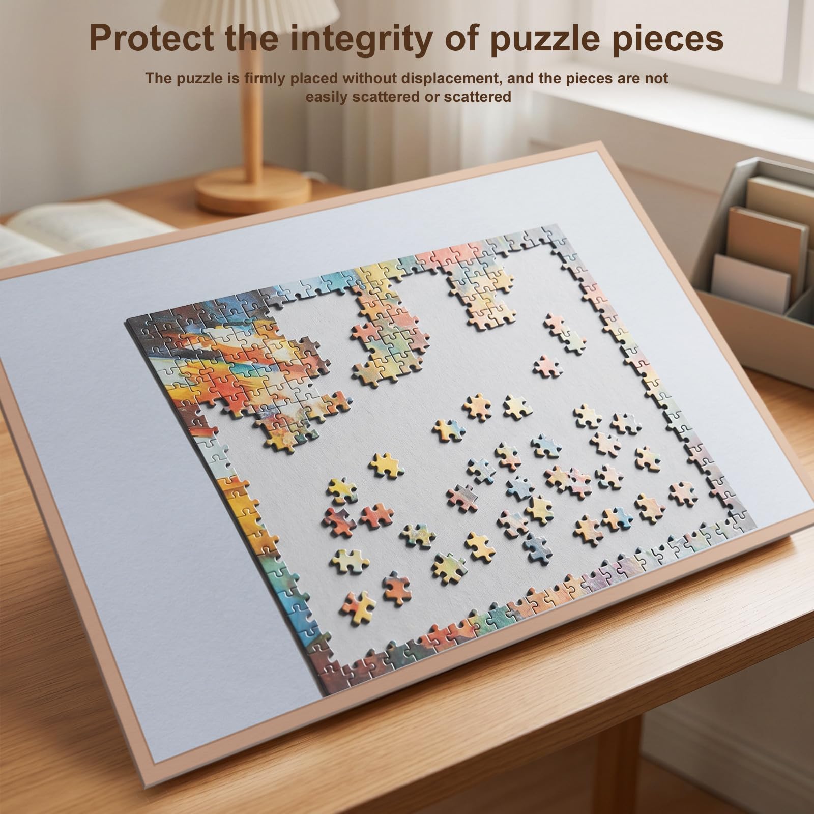 Planche de puzzle pour 1500 pièces, tapis de puzzle pliable avec cadre pour l'affichage, antidérapant et facile à ranger, 99,1 x 58,4 cm