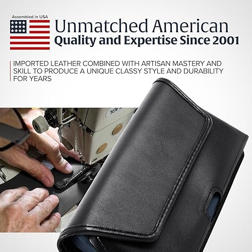 Miniatura 7 de Turtleback Funda para cinturón diseñada para iPhone 12 Pro Max 5G (2020) se adapta con OB Defender o fundas voluminosas, funda de cuero negro con