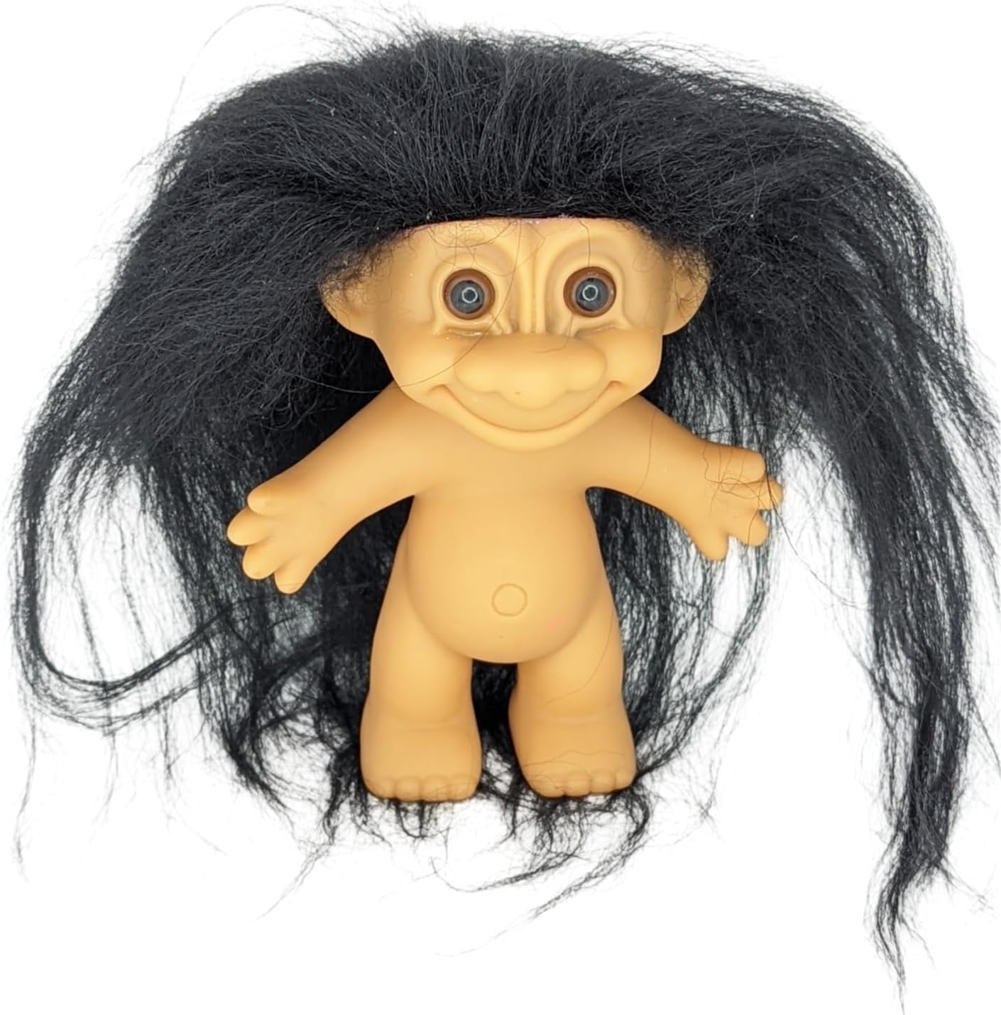 Generic Troll Doll Black Hair Vintage Retro 5 inches OOAK Custom, Pink