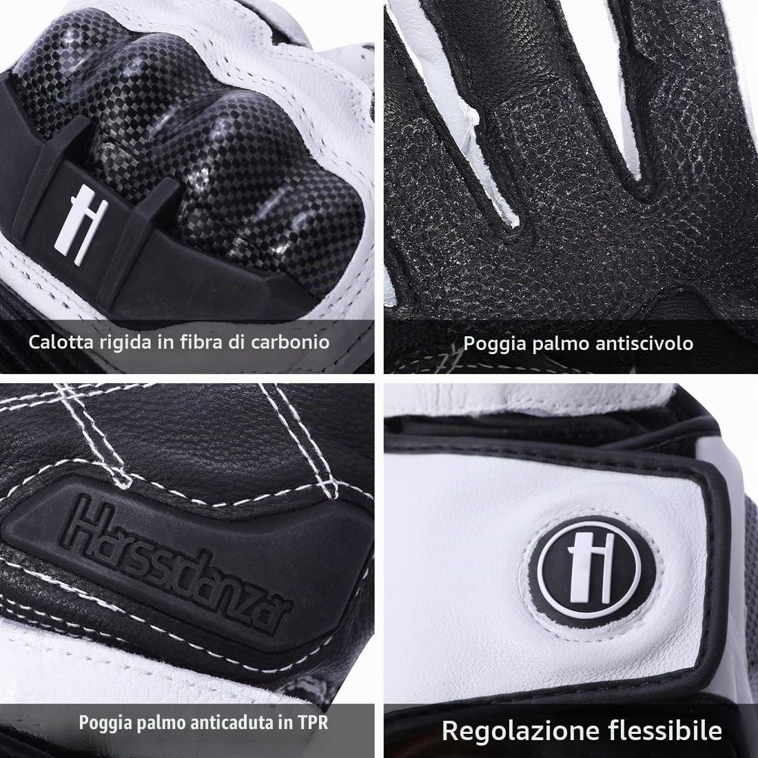 Harssidanzar Guanti da Moto per Uomo e Donna,guanti da moto Powersports con protezione nocche in fibra di carbonio KM045