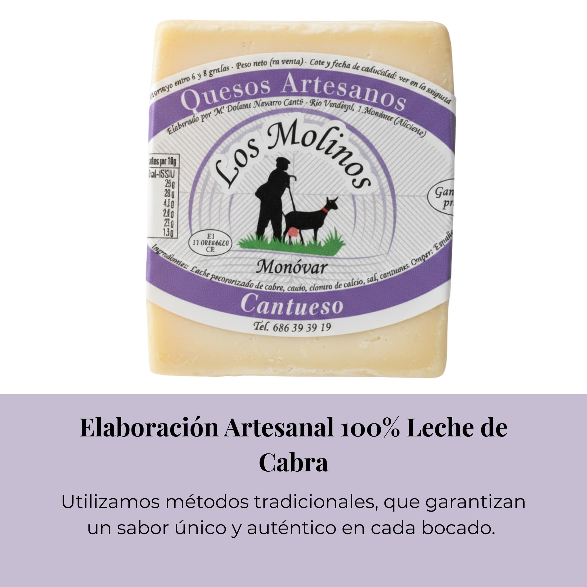 Queso Artesano Cantueso 100% de Leche de Cabra | Queso Gourmet Elaboración Tradicional y Casera con Ganadería Propia | Sabor Único y Natural | Pack Premium Caja de Madera