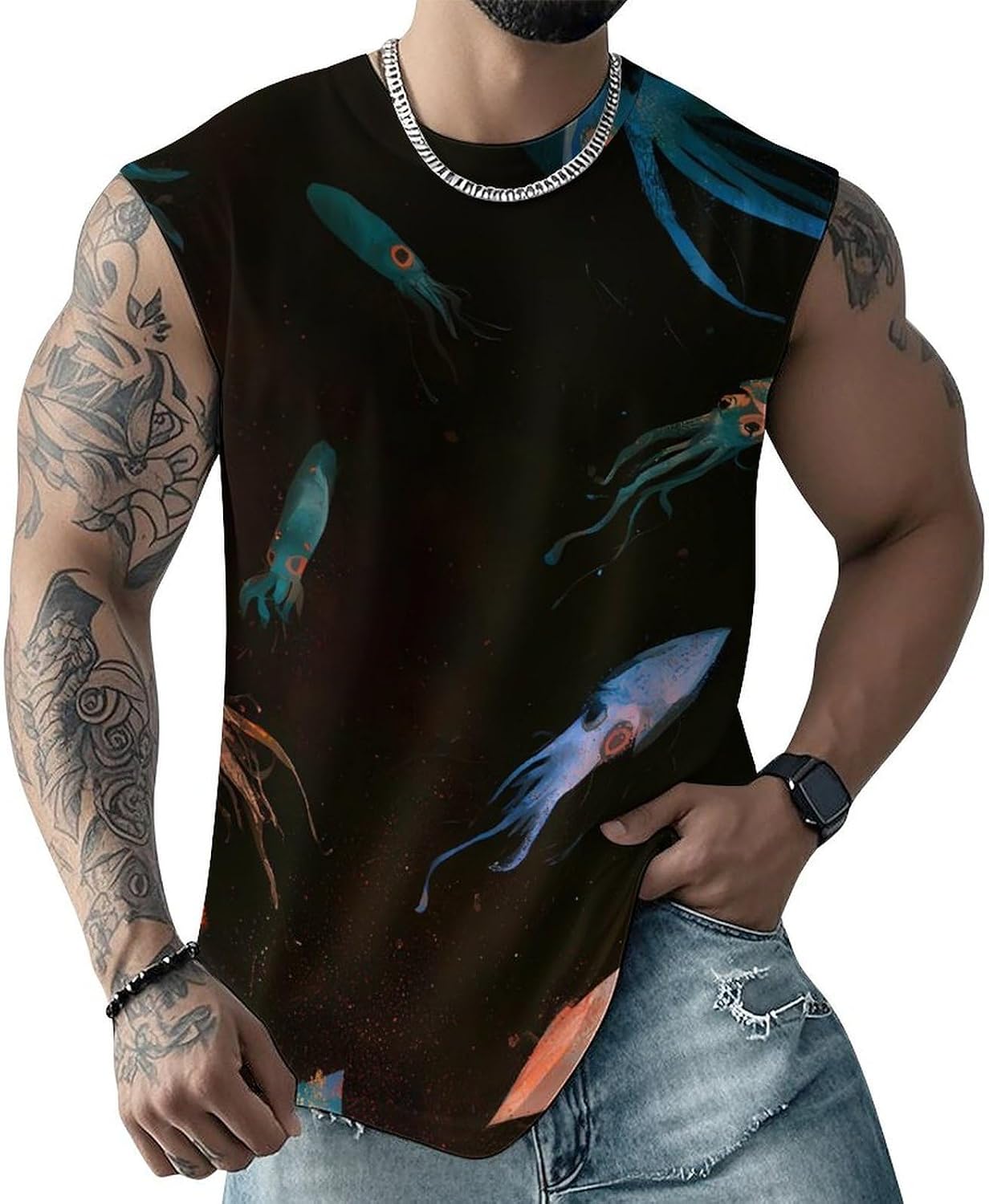 Squid Art Men's Sleeveless Shirt Small