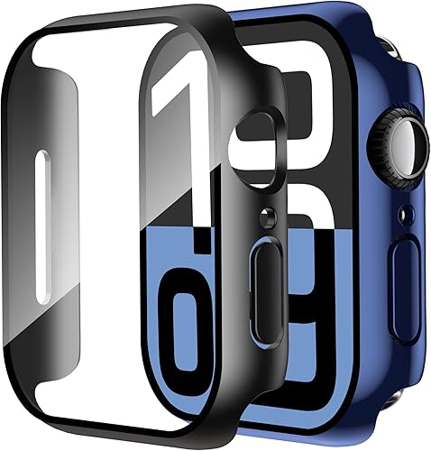 Miniatura 25 de Smiling Paquete de 2 fundas compatibles con Apple Watch Serie 3/Serie 2 de 1.49 pulgadas, protector de pantalla vidrio templado, carcasa rígida