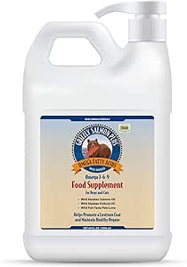 Grizzly Wild Alaskan Salmon Oil Dog Food Supplement Omega 3 Fatty Acids, 64 oz