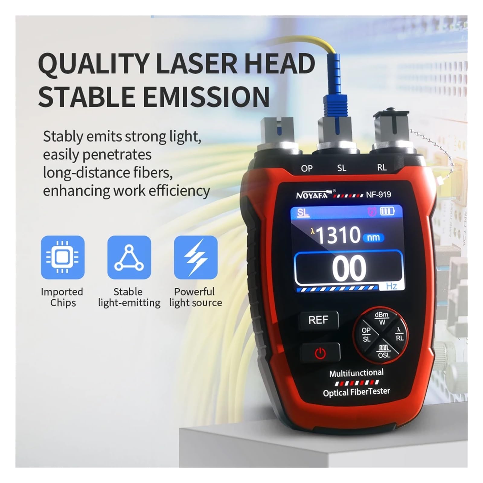 NF-919 Medidor De Fibra Óptica 3 En 1 Localizador Visual De Fallas Medidor De Potencia REF/OPM Probador De Cables De Fibra Óptica Con Luz Roja Herramienta De Red
