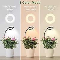 Vista 3 de Wolezek Luces de cultivo 2 en 1 para plantas de interior, luces de plantas de 3 colores con cuello de cisne 360, 48 LED de espectro completo, Negro