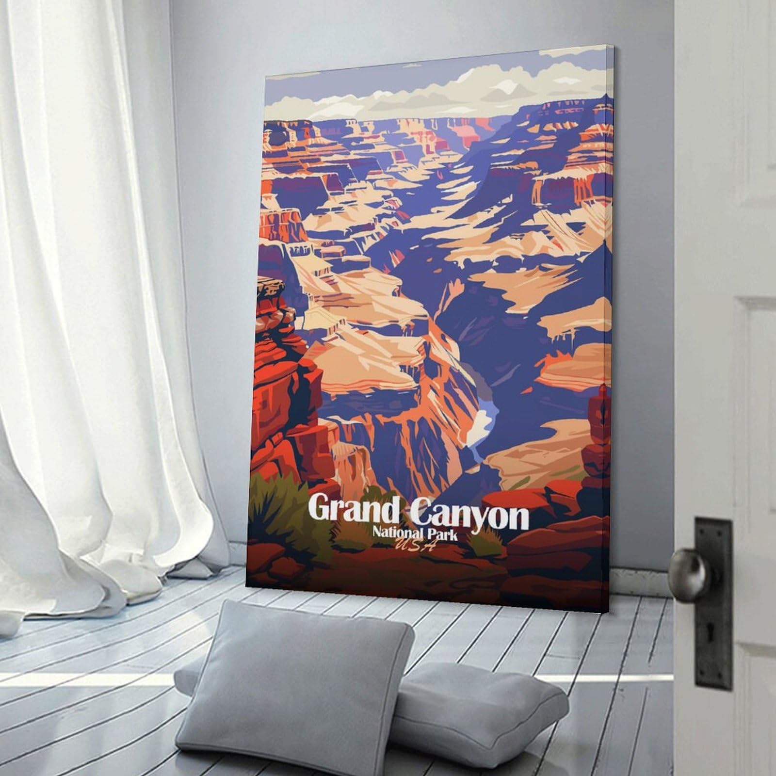 Junmoney Home Decor Wall Art Grand Canyon National Park Illustration(2), 20x30inch(50x75cm), for Workspace Walls, Study Corners Or Bedrooms, A Smart Decor Choice for Study Walls