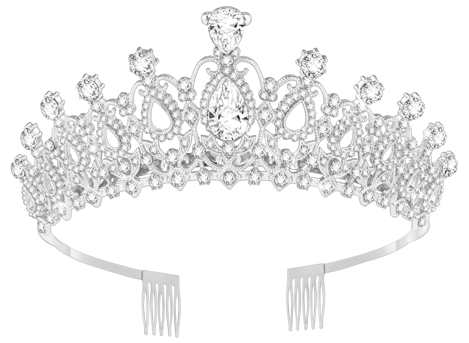 Queenship Tiara Crown for Women, Queen Tiara for Birthday Prom Bridal Party Custome Silver