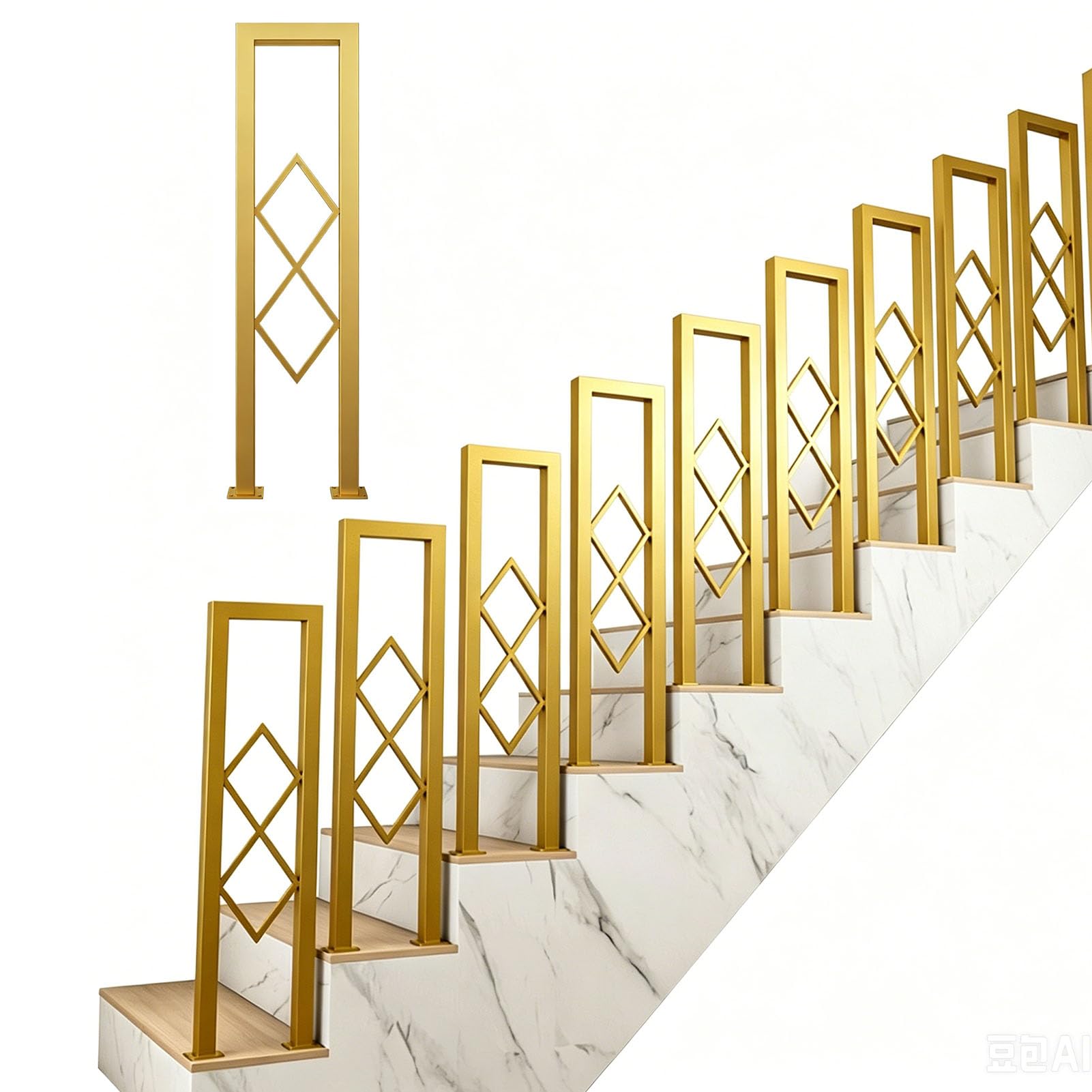 TBATM U-Shaped Stair Rail, Outdoor Handrails for Stairs