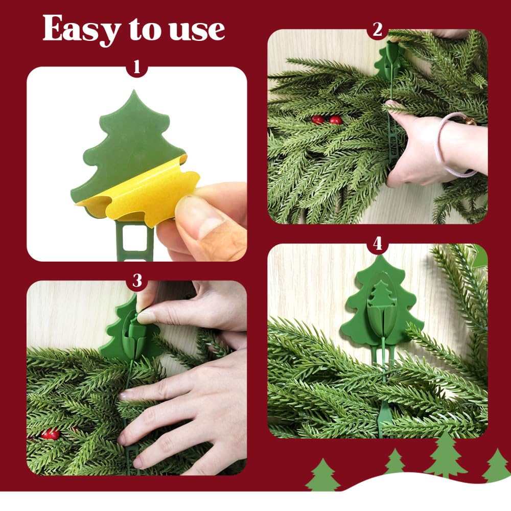 DONGKER Ganci per Ghirlande Natalizie in Silicone, 6 Pezzi Supporto per Ghirlande e Calze Elastici Riutilizzabili, Gancio Porta Ghirlanda Multiuso per Cornici di Porte Natalizie Decorazioni
