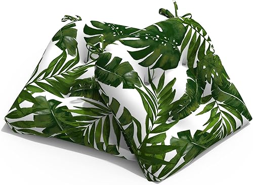 Cojines de mimbre para sillas de patio, para todo tipo de clima, para exteriores, paquete de 2, 19 x 19 x 5 pulgadas, cojines de asiento en forma de