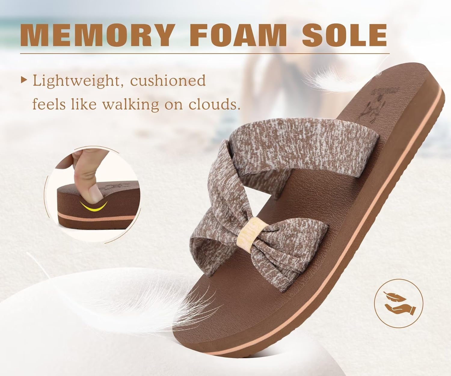 KuaiLu Womens Dressy Bow Sandals Arch Support Yoga Foam Cushion Comfortable Walking Slides Open Toe Summer Beach Indoor Outdoor Slippers - Image 6