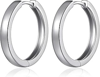 18K White Gold Plated Elegant Big Hoop Earrings 925 Sterling Silver Hoop Earrings for Women Large Circle Hoop Earrings Round Oval Hoop Earrings CZ Diamond Hoops Earrings 24mm-38mm Gift for Women