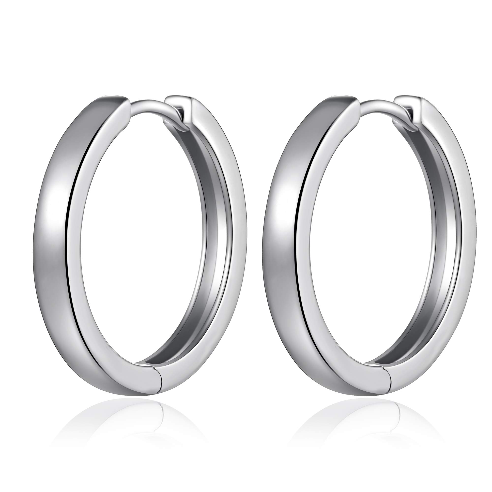 jiamiaoiHoop Earrings for Men Women Hoop Earrings Stainless Steel Hoop Earrings 18mm-20mm-25mm,with 925 Sterling Silver Ear Post