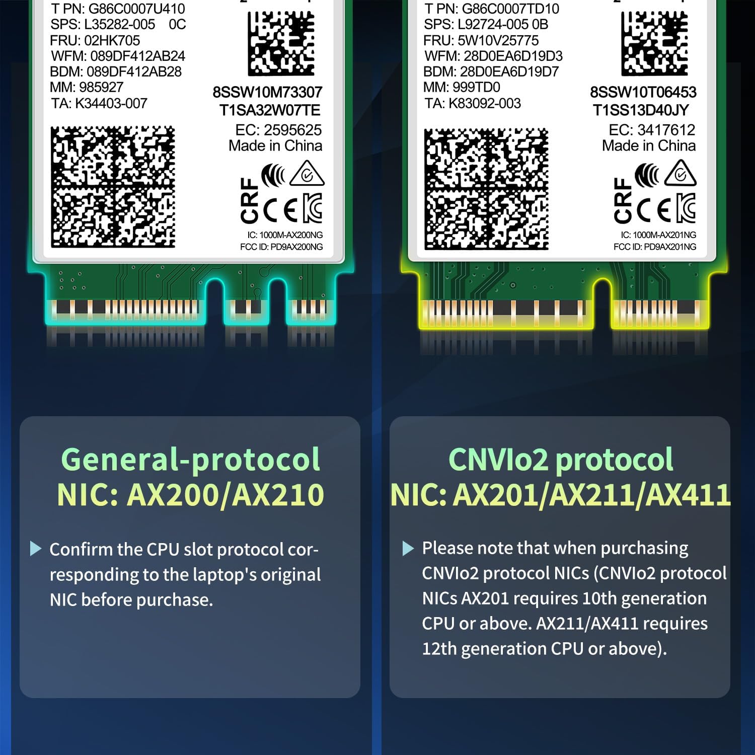 WiFi 6E Wireless Card AX211 NGW. Only Support CNVio2 Protocol and 12/13th Generation CPU, Bluetooth 5.3, Tri-Band 5400Mbps, Network Adapter for Laptop Support Windows 10/11 (64bit),Linux.