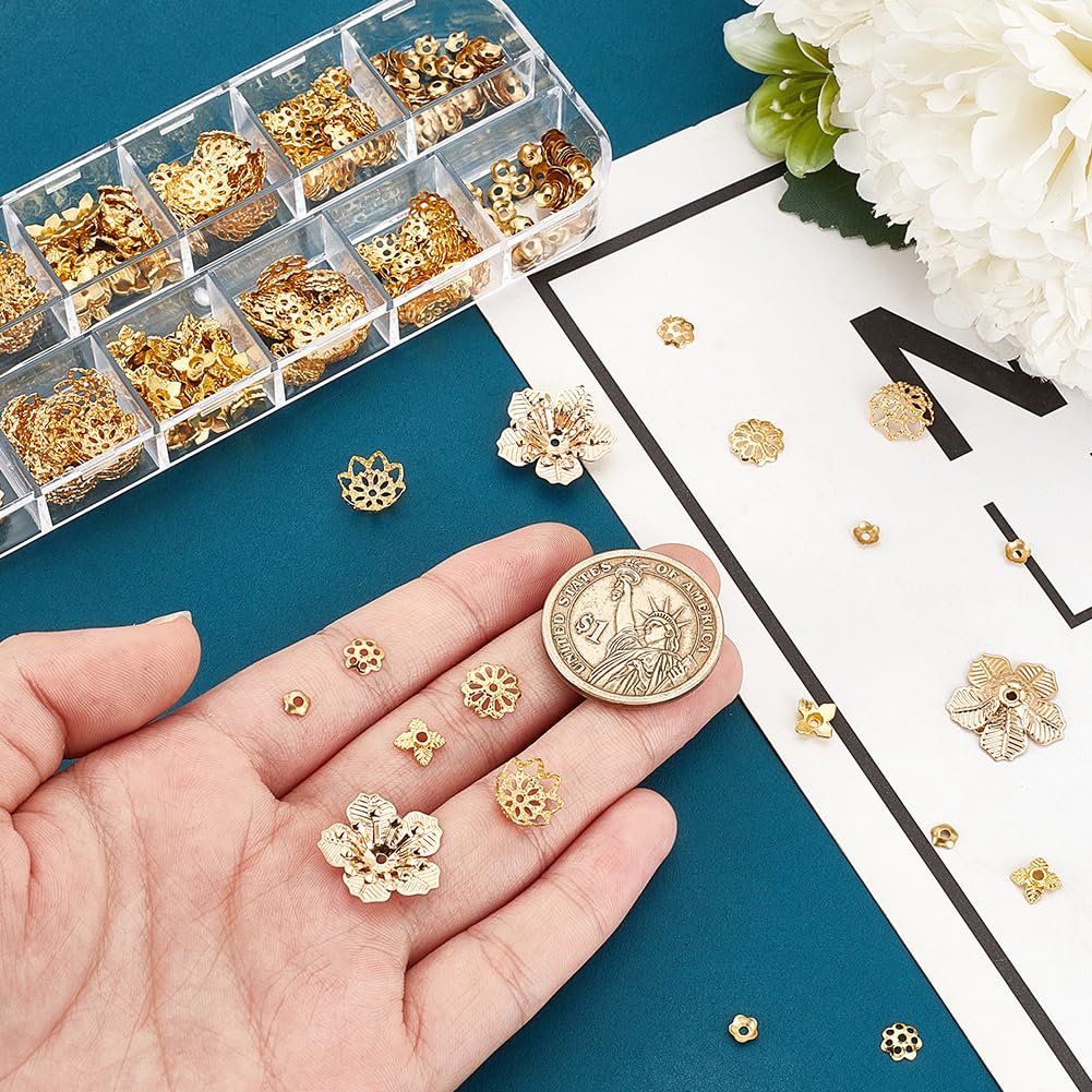 180 Calottine Per Perline A Forma Di Fiore – 6 Stili – Placcato Oro 18K – Per Gioielli Fai Da Te – PH PandaHall