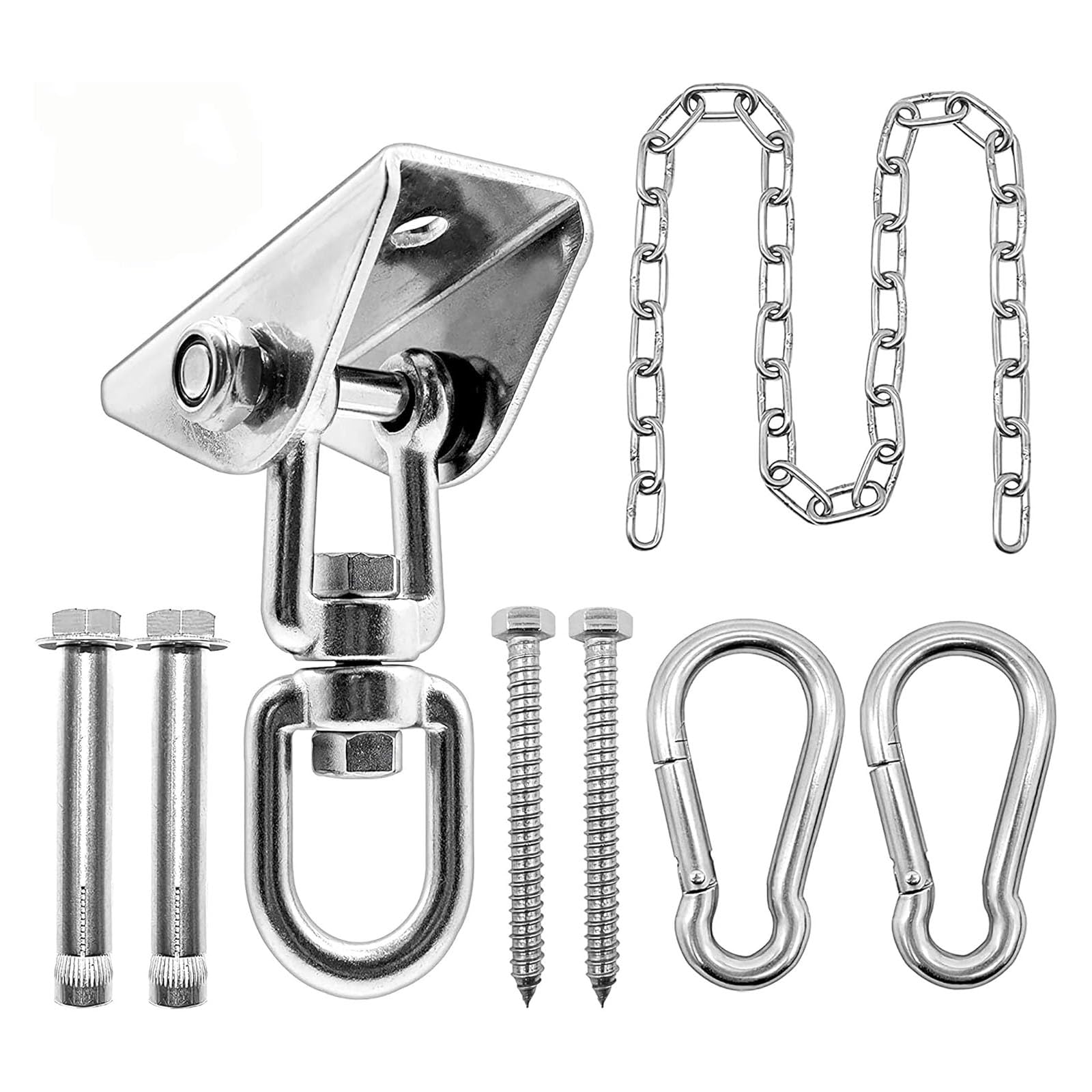 Rostfreie Deckenaufhängung, drehbare Hakenhalterung, 250 kg, für Hängematten Innen und Außenbereich, Hängebettausrüstung, korrosionsbeständiges Hänge Hardware Set