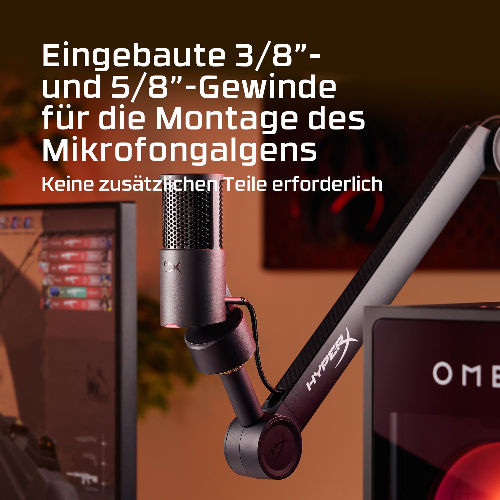 HyperX SoloCast 2 USB-Mikrofon – Gaming & Streaming Mikrofon mit Tap-to-Mute, 96 kHz/24-Bit Aufnahme, integriertem Popfilter, stoßgedämpfter Halterung, USB-C Plug & Play, PC kompatibel, Schwarz