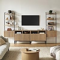 Vista 11 de mopio Blake Centro de entretenimiento de 4 piezas con almacenamiento, cómoda gabinete de almacenamiento modular de granja moderna soporte para TV