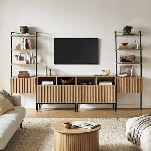 Miniatura 11 de mopio Blake Centro de entretenimiento de 4 piezas con almacenamiento, cómoda gabinete de almacenamiento modular de granja moderna soporte para TV