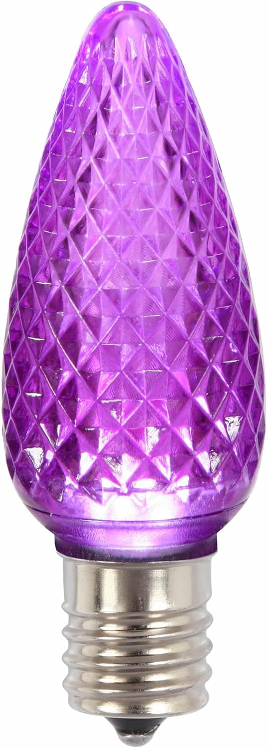 Vickerman C9 LED Purple Faceted Twinkle Bulb Nickel Base, 120V .96 Watts, 25 Bulbs per Pack