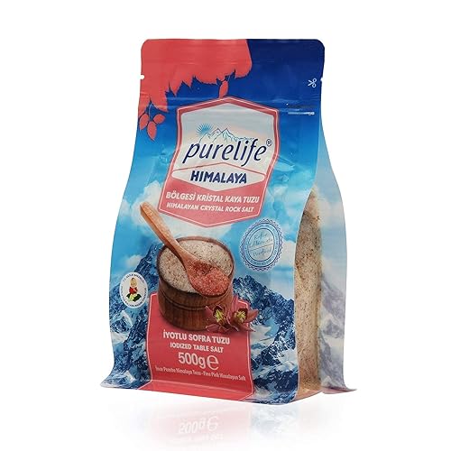 Miniatura 4 de Purelife Sal blanca del Himalaya y rosa fina yodada sin refinar – Sal de roca de cristal natural gourmet con minerales – de parte equilibrada