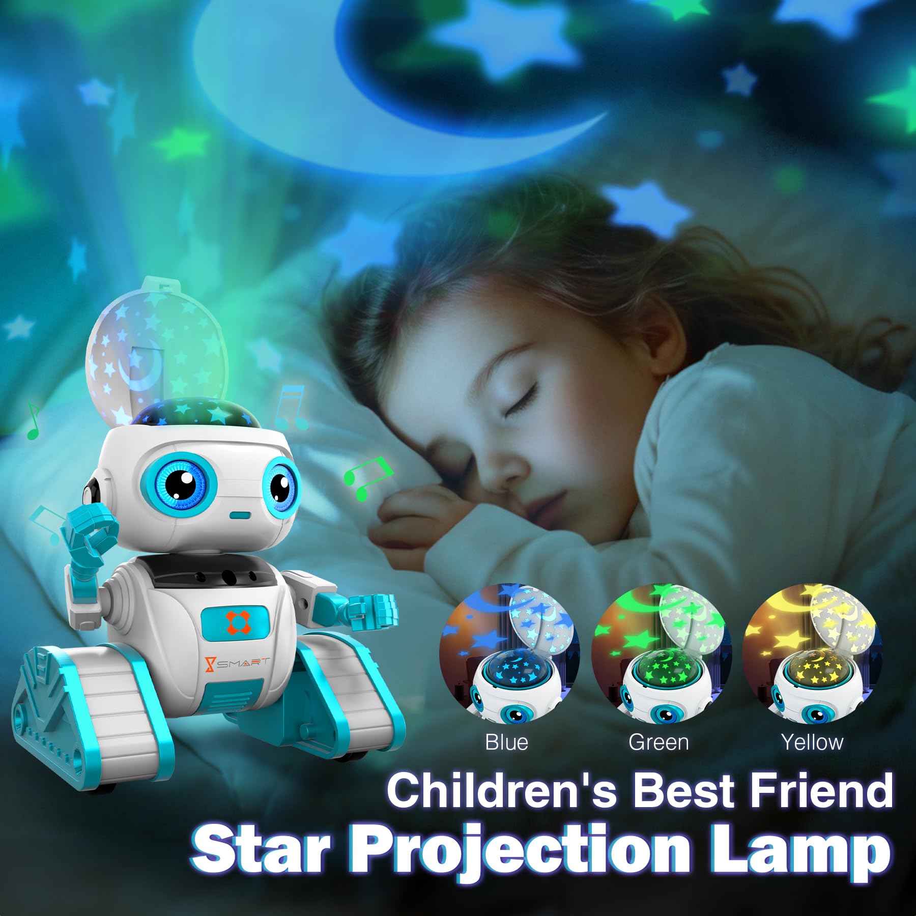Subtail Roboter Kinder Spielzeug - Wiederaufladbar und Projizierbar - RC-Roboter mit LED-Augen und Musik - Robot Spielzeug ab 3 4 5 6 7 8 9 10 Jahre Jungen - Gestensensor Kinderspielzeug Geschenk