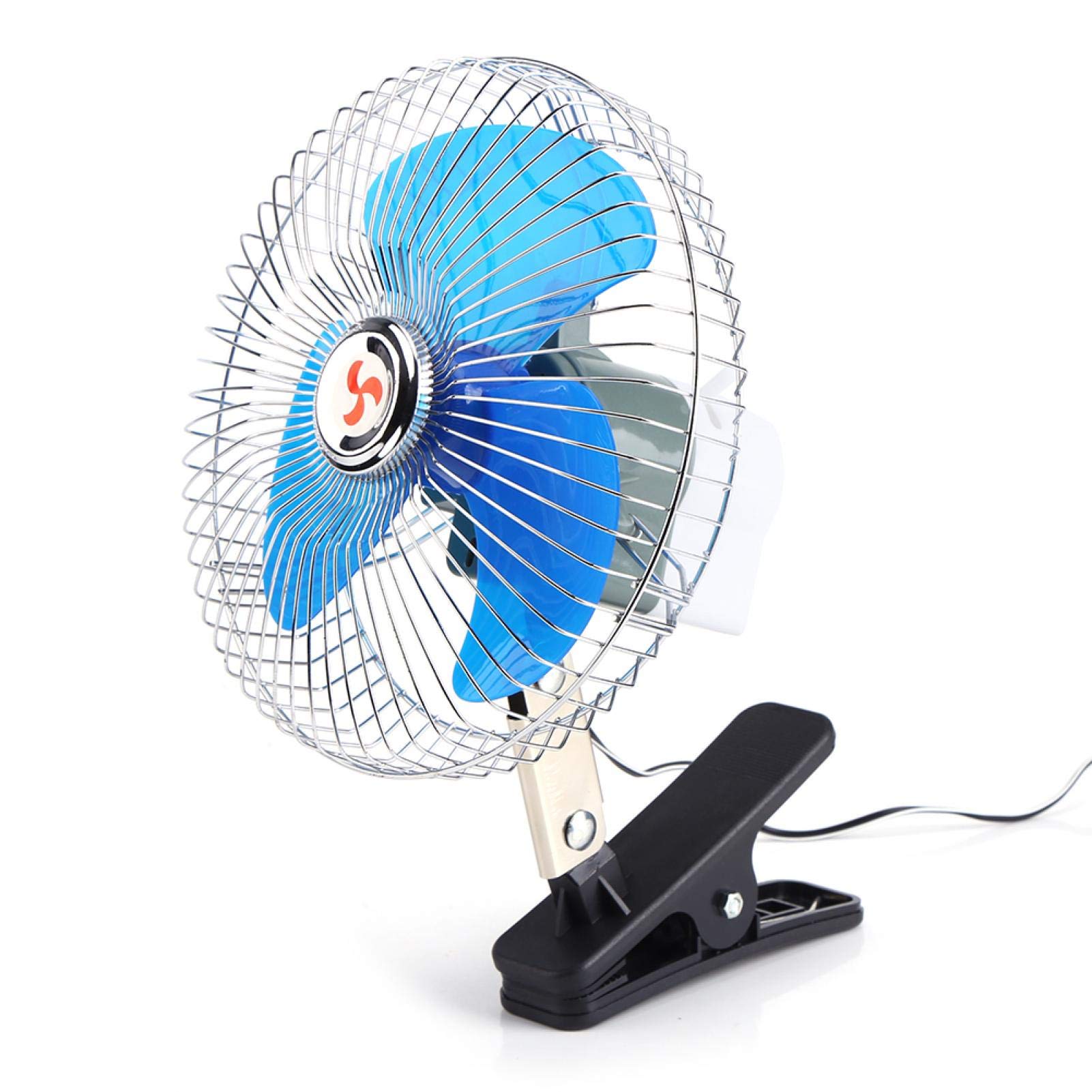 Nikou Mini Ventilateur à Pince, Rotation 180° Oscillant de Voiture Clip Fan Automobile Véhicule de Refroidissement Fan 12 V, 25 W pour Tableau de Bord de Voiture et Camion