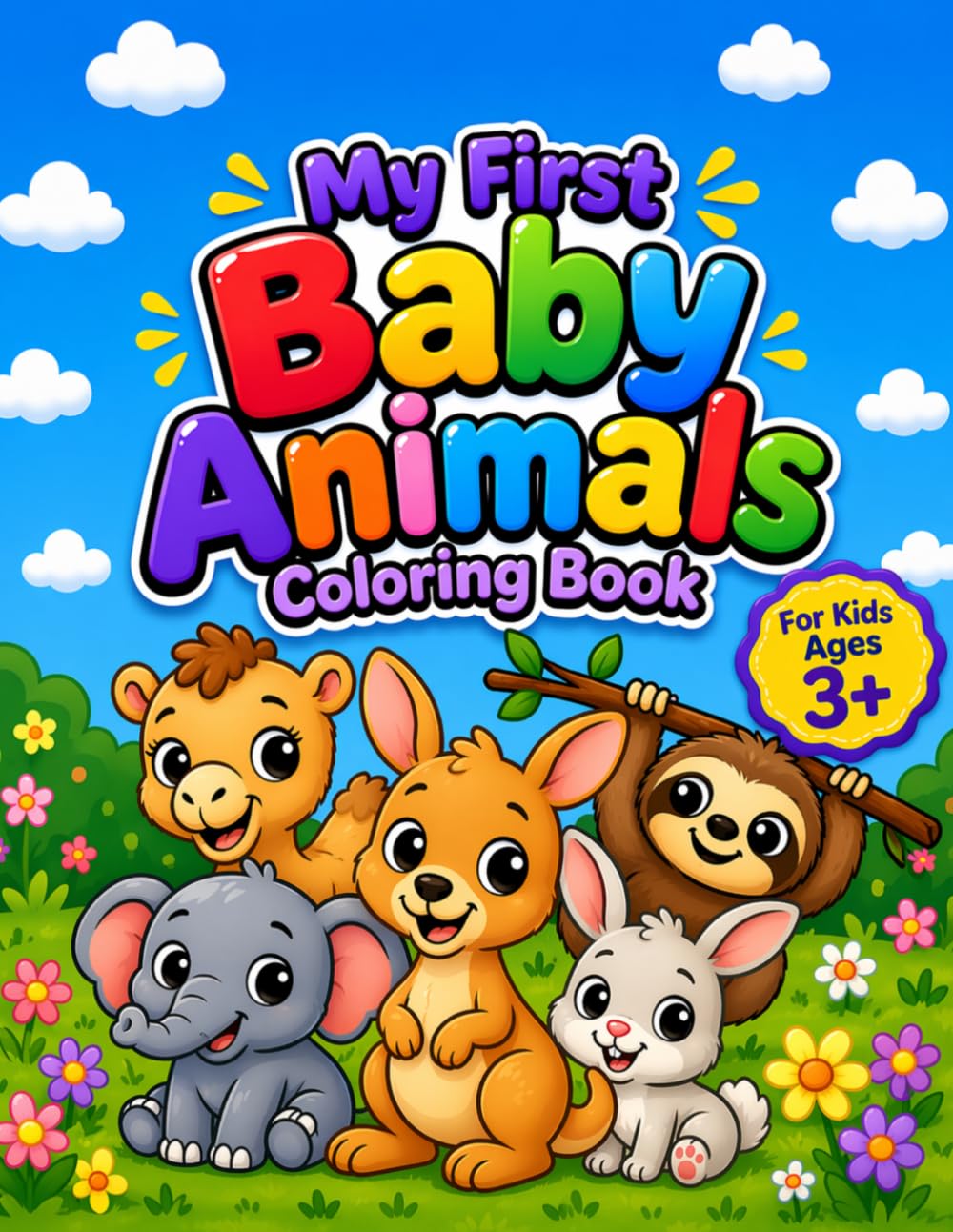 My First Baby Animals Coloring Book: Simple and Easy Coloring Pages for Kids Ages 3+ | Cute Animal Friends for Toddlers and Preschoolers