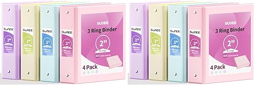Miniatura 32 de SUNEE Carpeta de 3 anillos de 1/2 pulgada, paquete de 4 carpetas transparentes de media pulgada con vista, tres anillos de 0.5 pulgadas, sin PVC