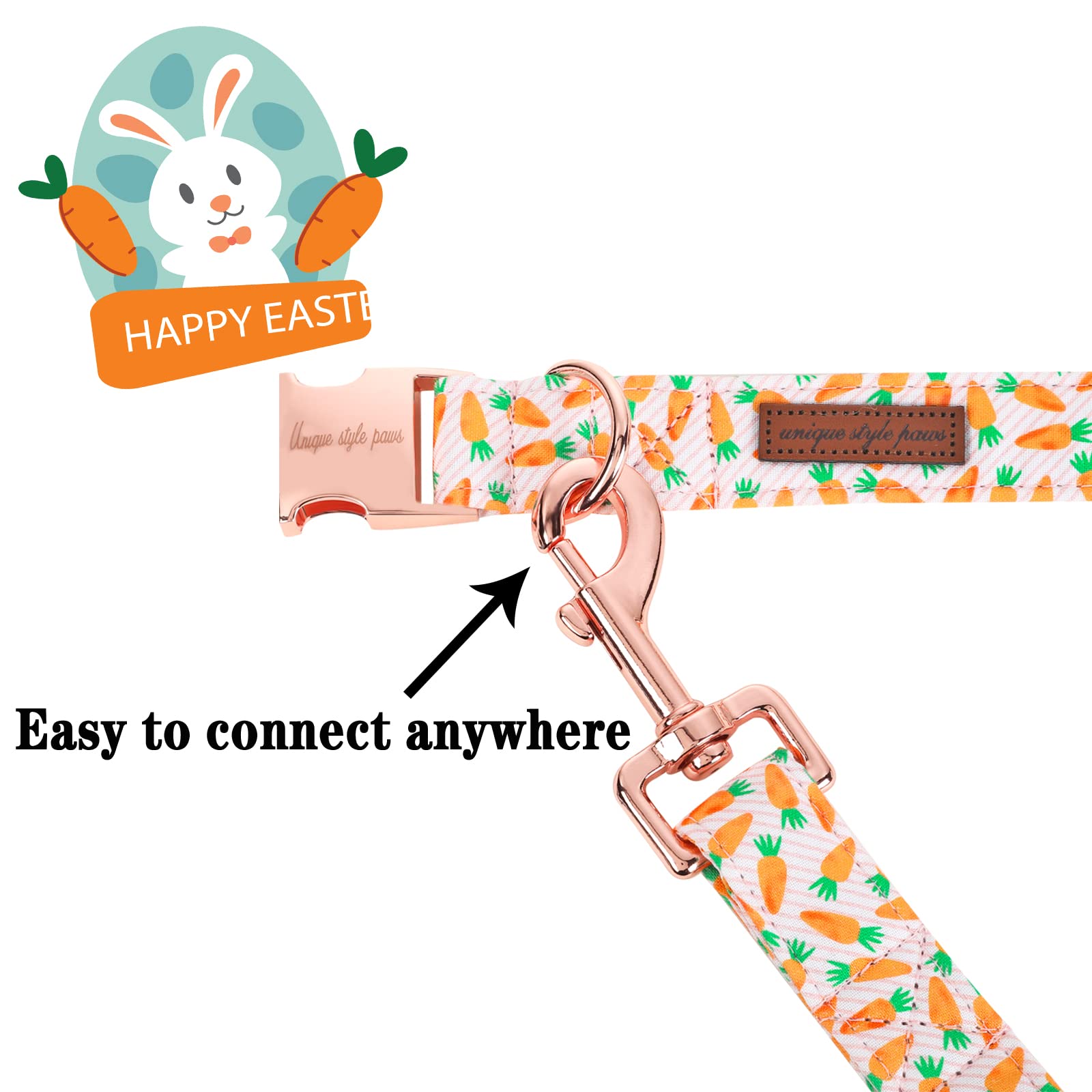 Unique style paws Durable Dog Leash Easter Day Carrot Traction Rope Soft and Comfy Handle for Dogs and Cats-M