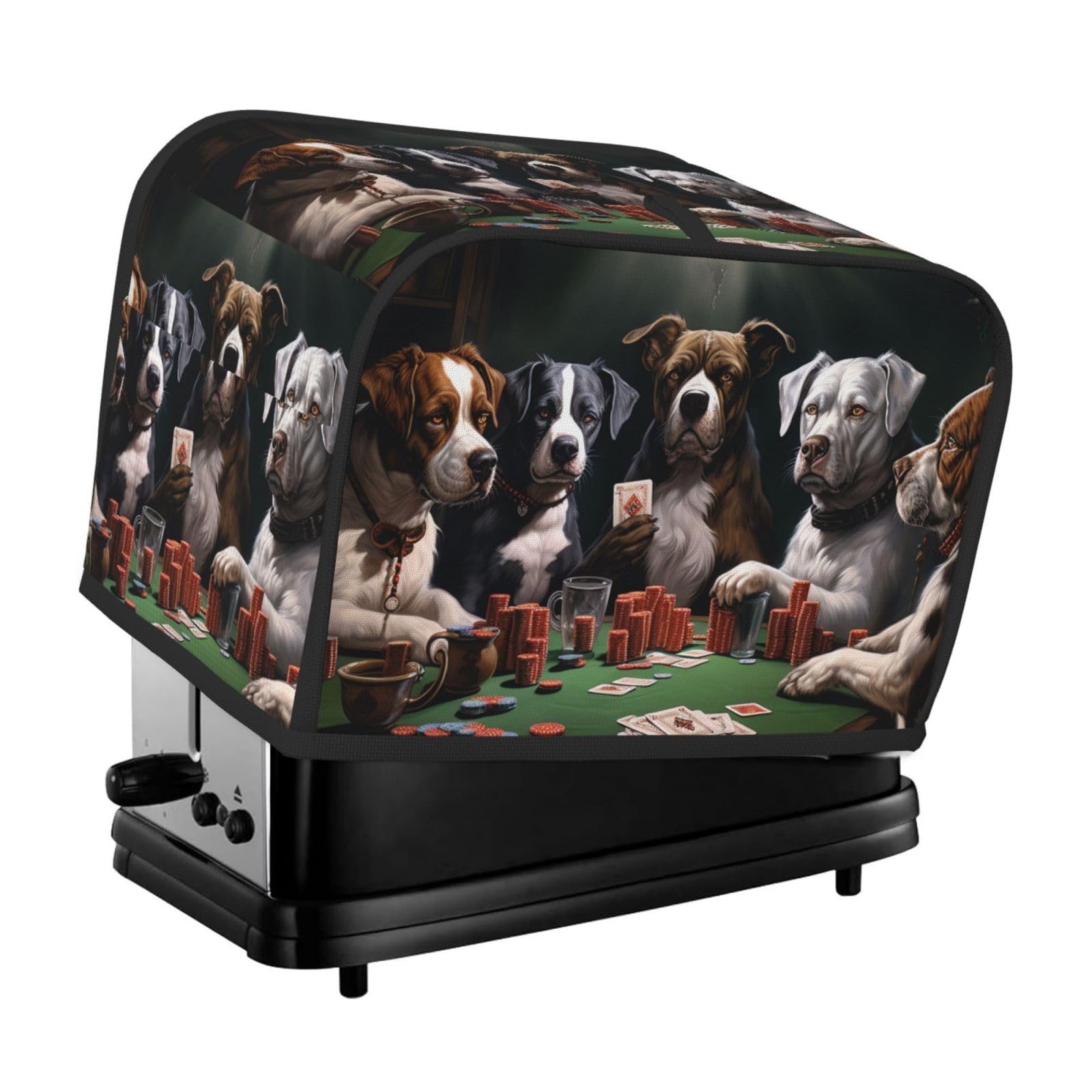 2 Slice Toaster Cover Playing Poker Dogs for Small Oven Kitchen Bread Machine Protector