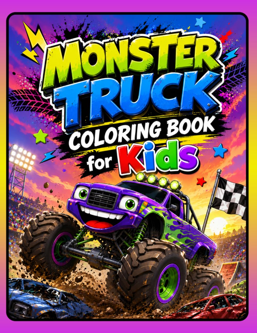 Monster Truck Coloring Book for Kids: Fun Big Wheel Truck Coloring Pages for Boys and Girls