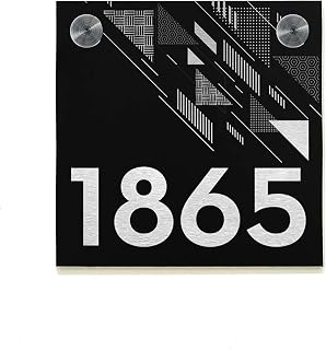 Modern House Sign Small Square with Black Aluminum (ACP) and Silver Fiber Laser Engraved Designs/Fonts- Home Address - Plaque - Geometric