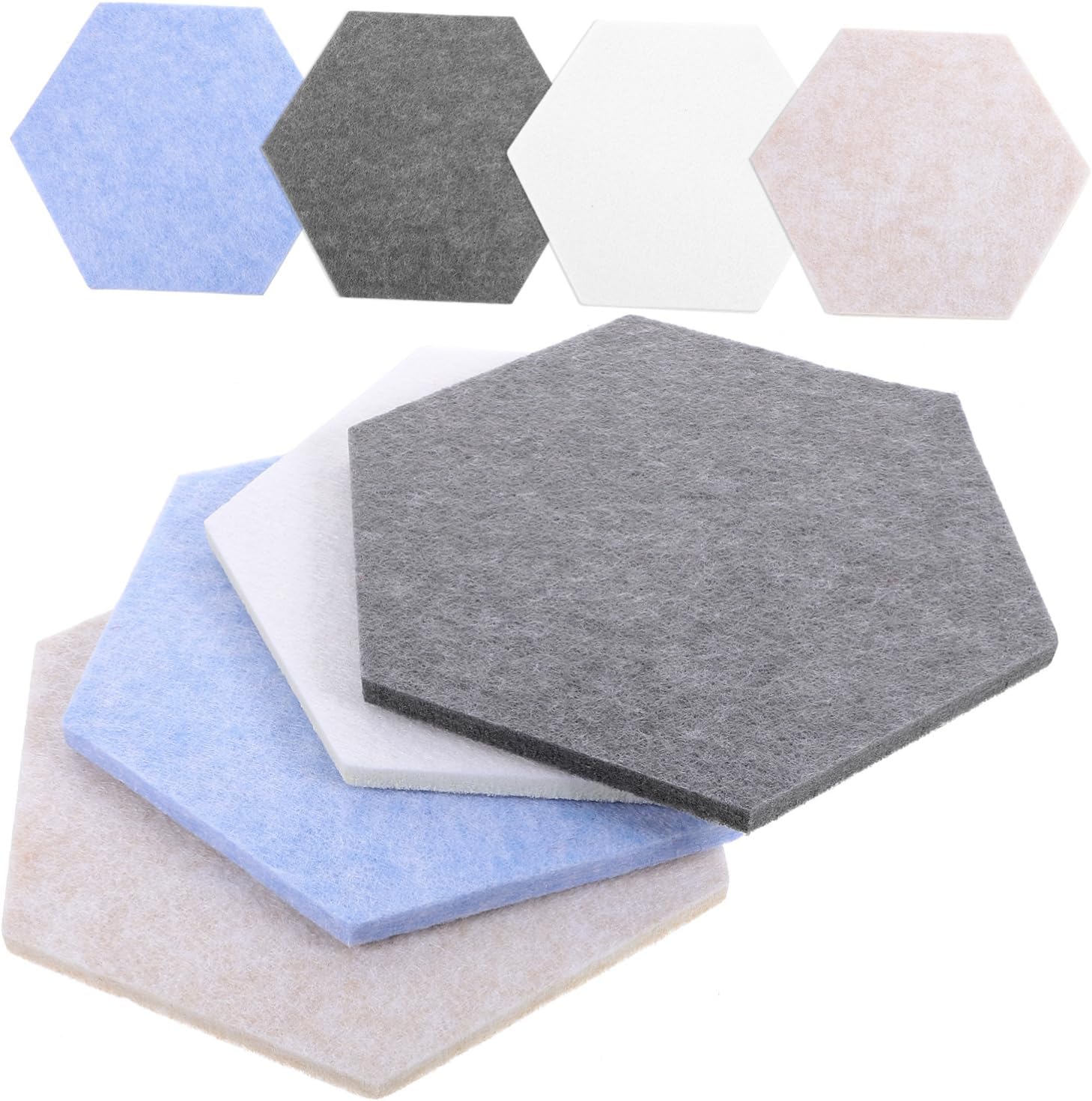 Veemoon 3sets Felt Wall Tiles Adhesive Felt Hexagon Tiles Bulletin Board Wall Sticker 8pcs*3