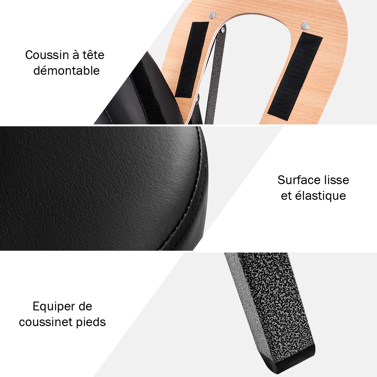 GOPLUS Chaise de Massage Pliable Hauteur Réglable 110-120CM Coussin Eponge Elastique Design Ergonomique Sac Transport 150KG Noir