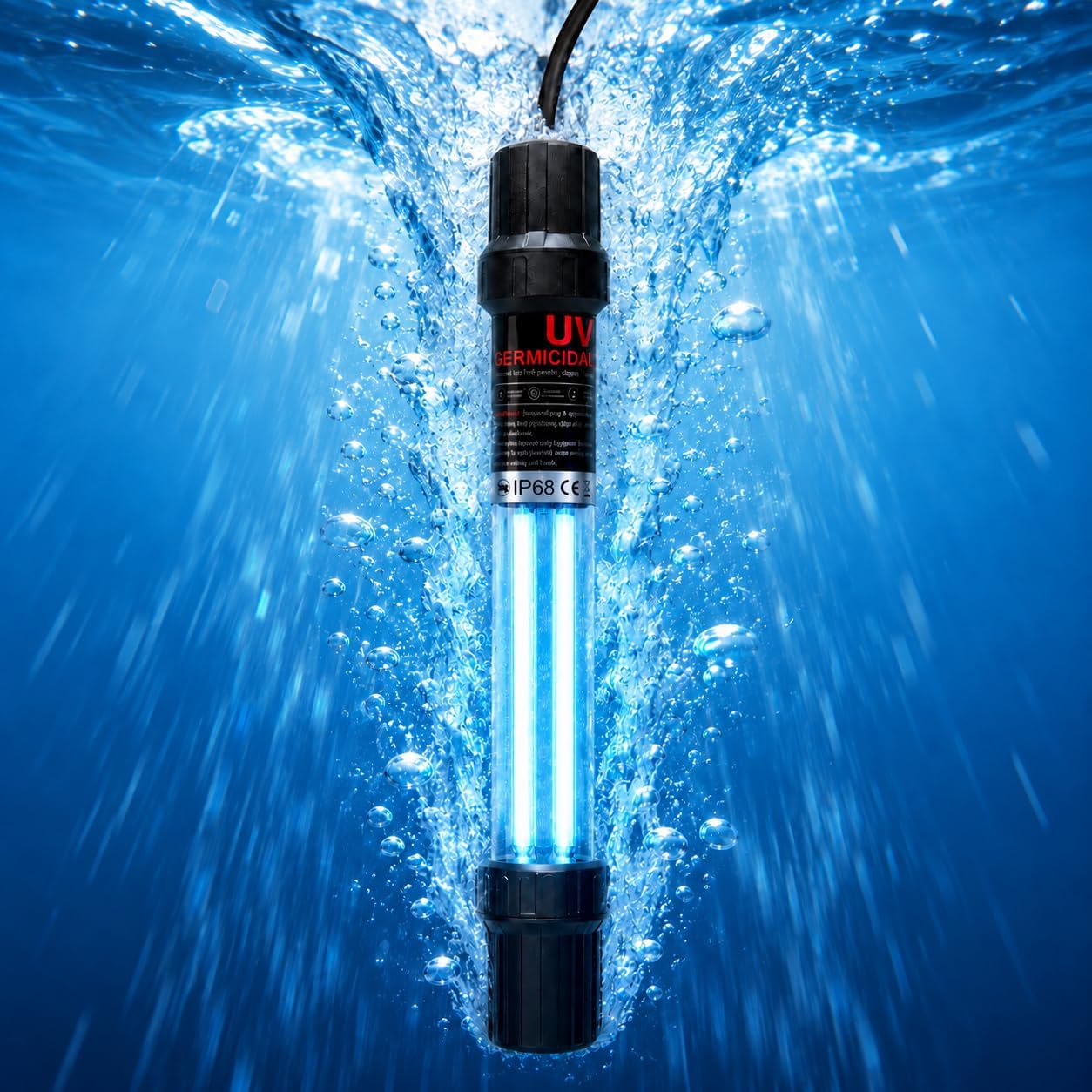 20W Pond UV Light with Timer UV Pond Water Clarifier for 100-1000 Gallon 18FT, IP68 Waterproof Submersible UV-C Lamp for Aquarium, Koi Pond, Pool, Fish Tank, Cold Plunge Algae Control
