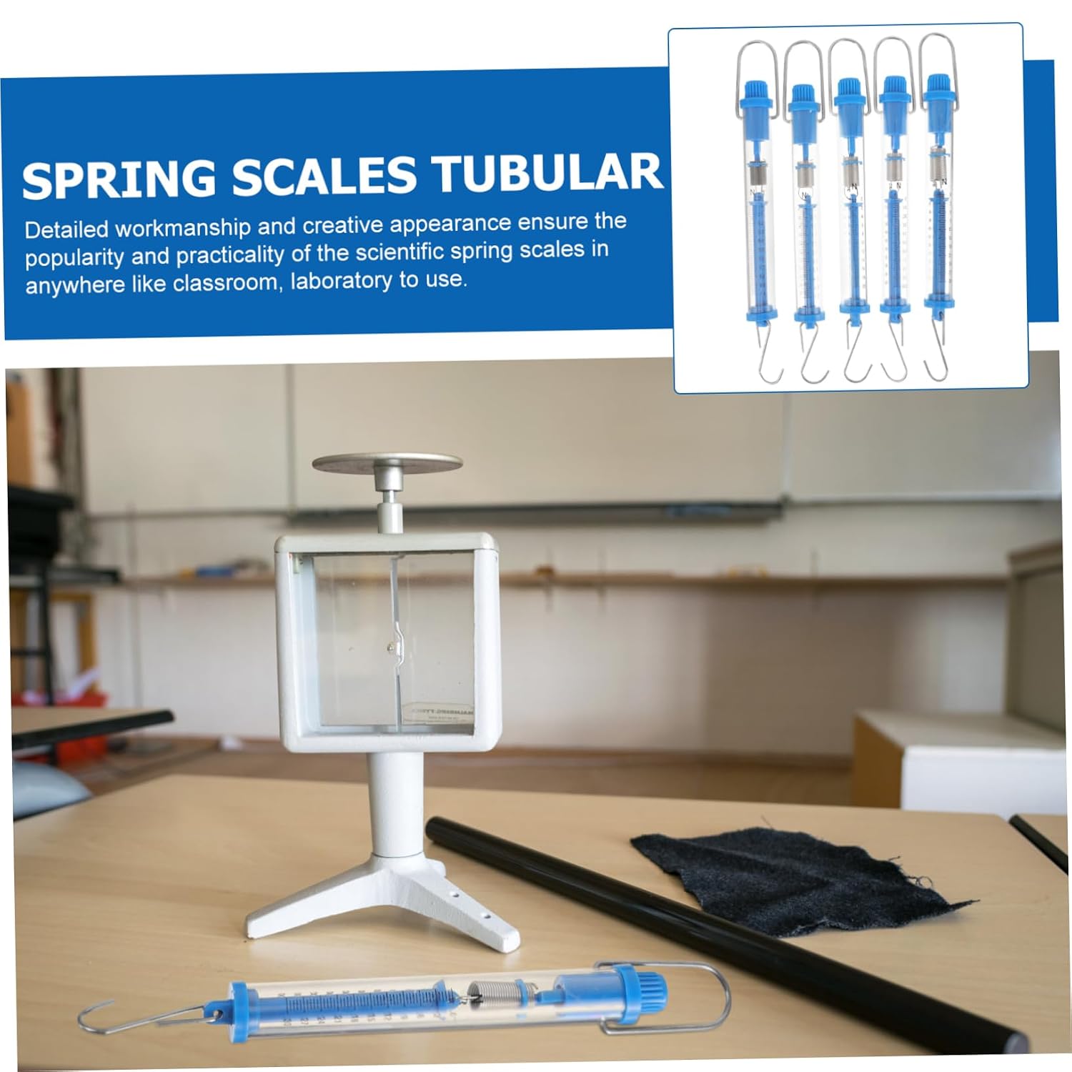 5pcs Transparent Newton Force Spring Scales for Physics Experiments Dual Scale in and Grams High Precision Hanging Tube Spring Balances for Classroom and Laboratory Use