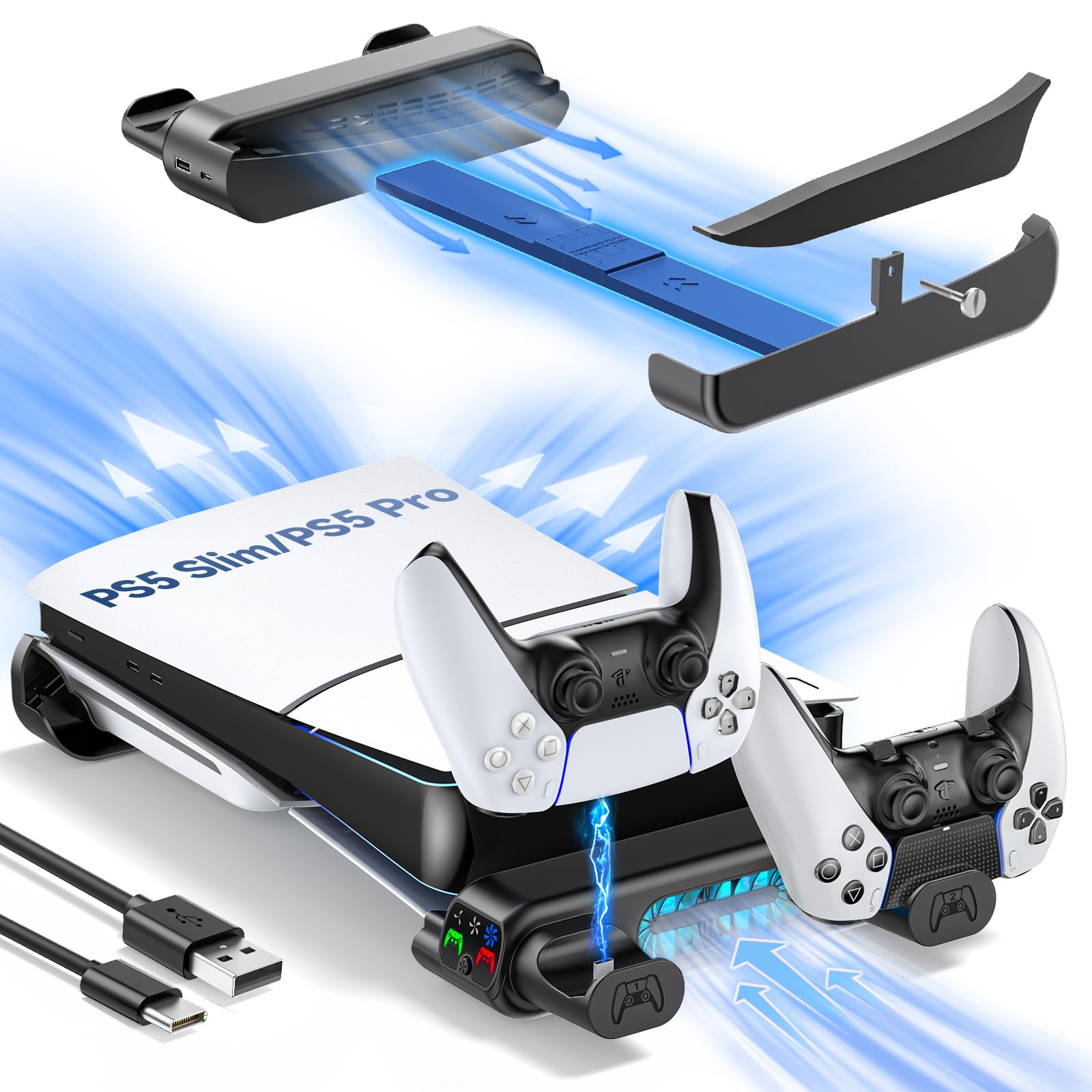 Amazon.com: PS5 Slim/Pro Horizontal Stand, PS5 Cooling Station